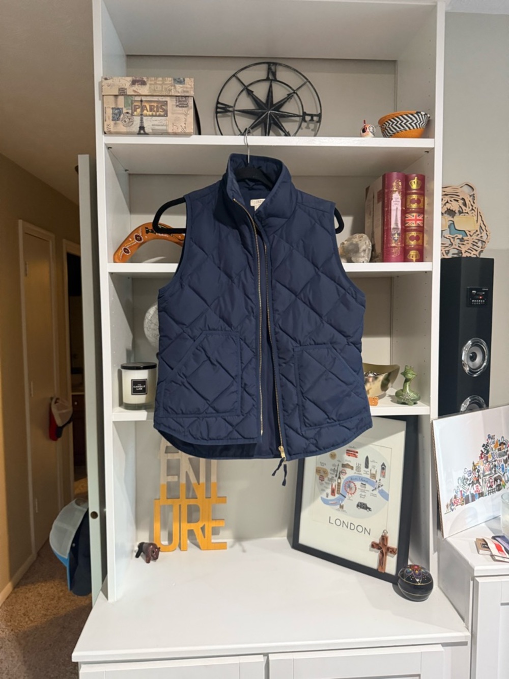 J. Crew Navy Quilted Sleeveless Puffer Vest